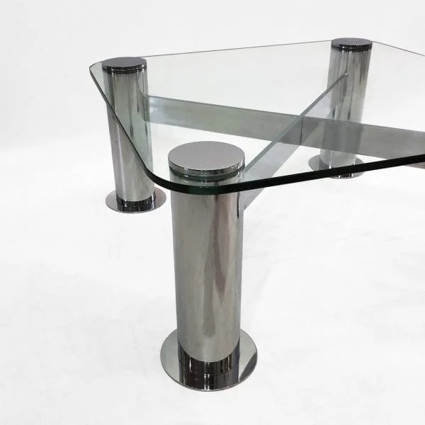 Postmodern Chrome and Glass Coffee Table by Leon Rosen for Pace Circa 1970s - Image 4