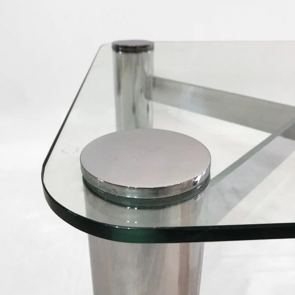 Postmodern Chrome and Glass Coffee Table by Leon Rosen for Pace Circa 1970s - Image 5