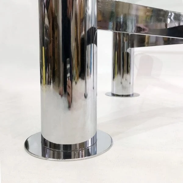 Postmodern Chrome and Glass Coffee Table by Leon Rosen for Pace Circa 1970s - Image 6