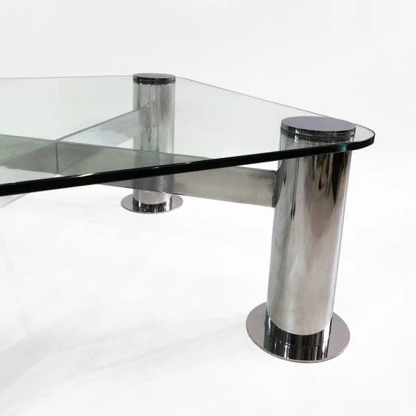 Postmodern Chrome and Glass Coffee Table by Leon Rosen for Pace Circa 1970s - Image 7