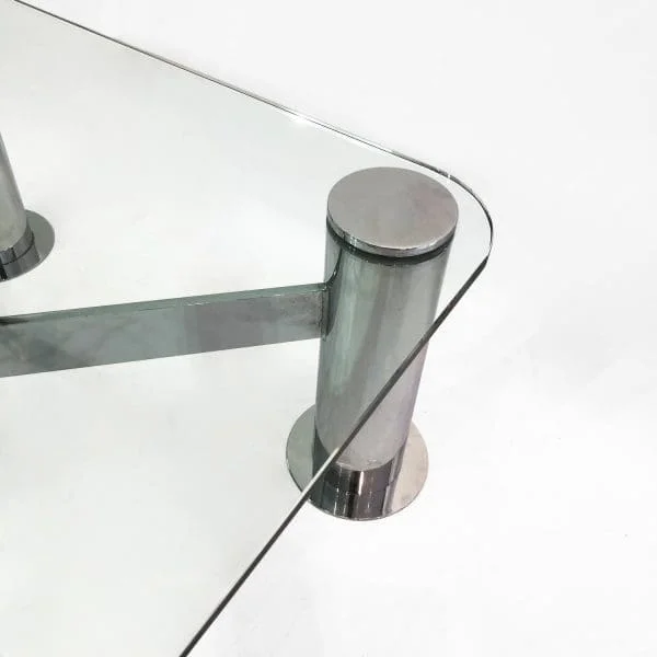 Postmodern Chrome and Glass Coffee Table by Leon Rosen for Pace Circa 1970s - Image 8