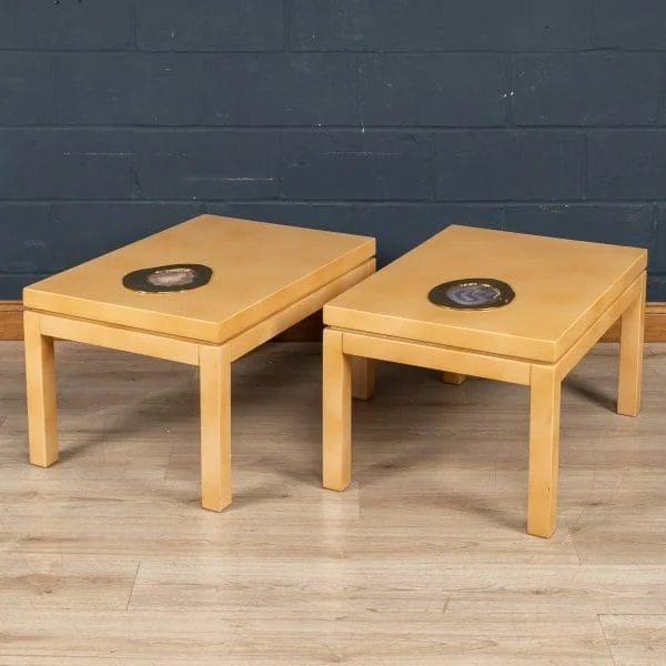 Pair of Lacquered Wood and Agate Side Tables by Willy Daro, Belgium Circa 1970 - Image 2