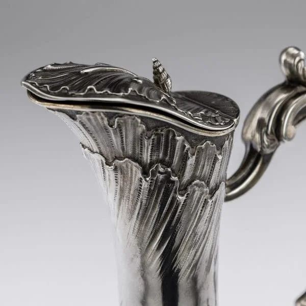 Pair of Antique Solid Silver and Glass Claret Jugs by Odiot, France Circa 1890 - Image 11