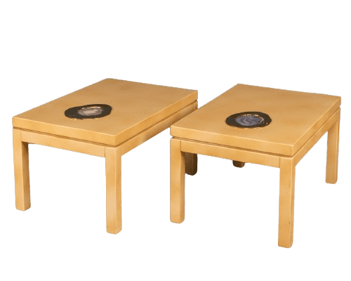 Pair of Lacquered Wood and Agate Side Tables by Willy Daro, Belgium Circa 1970