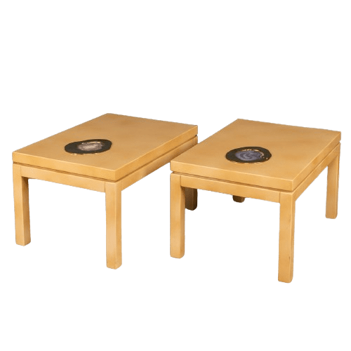 Pair of Lacquered Wood and Agate Side Tables by Willy Daro, Belgium Circa 1970