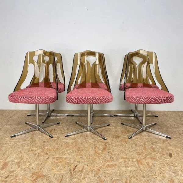 Mid Century 1960s Smoked Perspex Chairs and Glass Table - Image 8