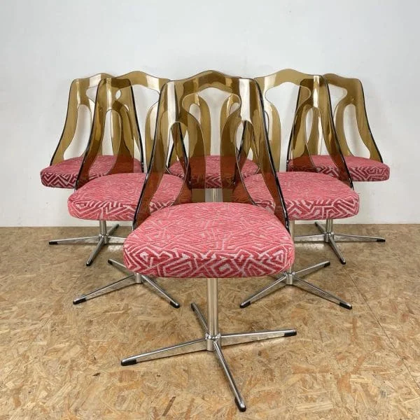 Mid Century 1960s Smoked Perspex Chairs and Glass Table - Image 6