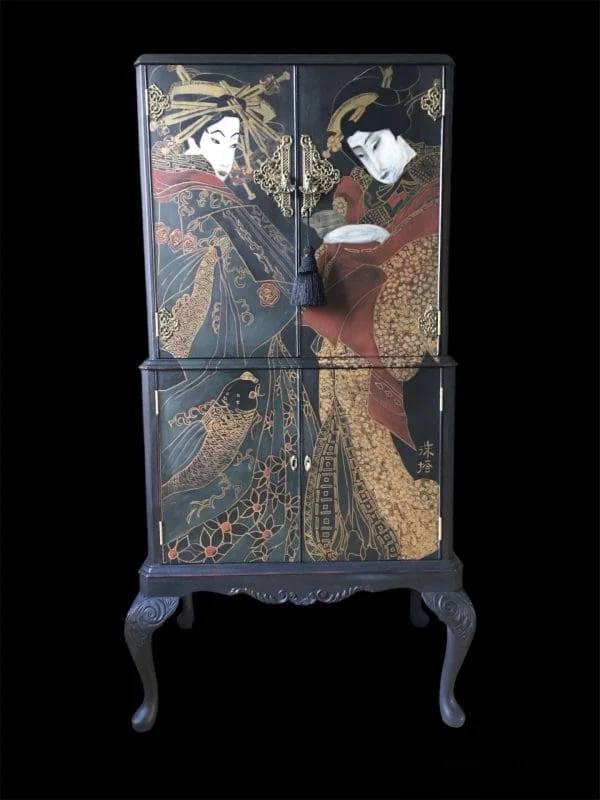 Queen Anne Vintage Reproduction Cocktail Cabinet. 'Geisha' - Image 2