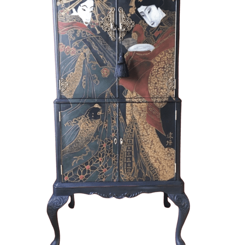 Queen Anne Vintage Reproduction Cocktail Cabinet. 'Geisha'