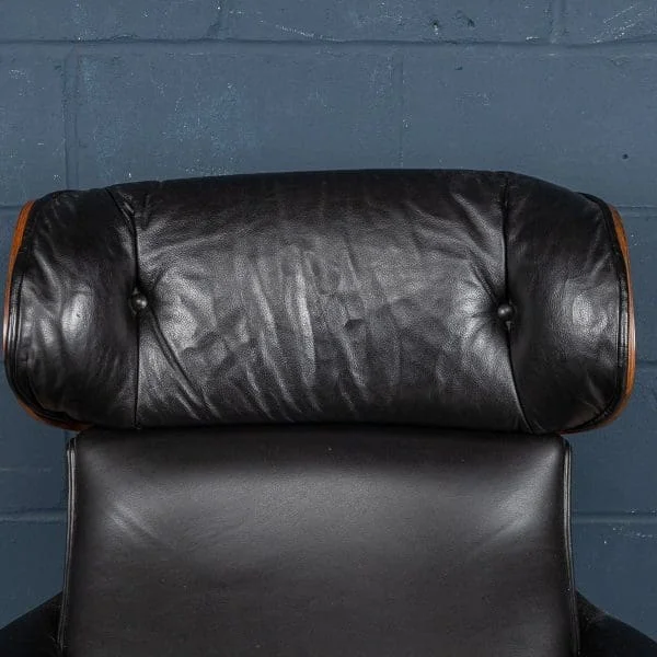 Mid Century Black Leather Recliner by Poltrona Oscar, Italy 1965 - Image 24