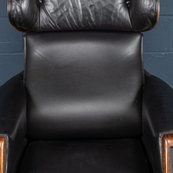 Mid Century Black Leather Recliner by Poltrona Oscar, Italy 1965 - Image 25