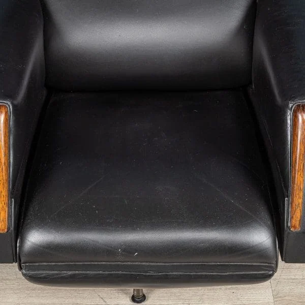 Mid Century Black Leather Recliner by Poltrona Oscar, Italy 1965 - Image 27