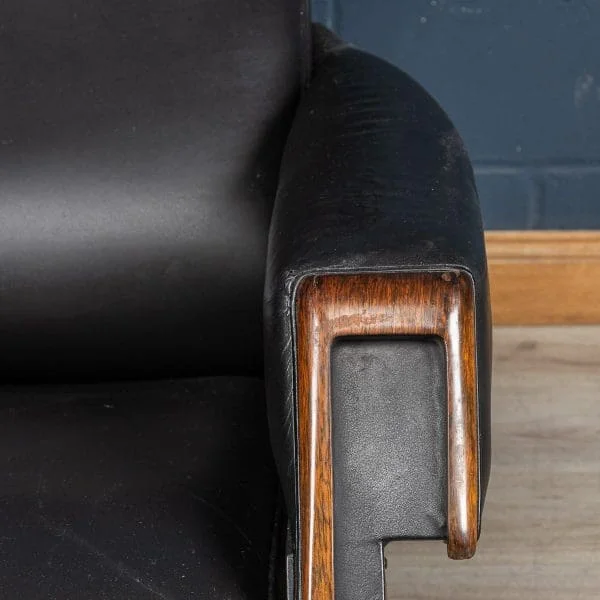 Mid Century Black Leather Recliner by Poltrona Oscar, Italy 1965 - Image 29