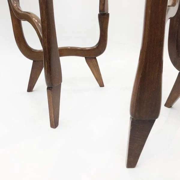 Midcentury Italian Polymorphic Teak And Glass Side Tables Circa 1950s - Image 9