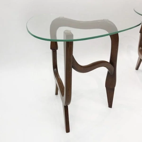 Midcentury Italian Polymorphic Teak And Glass Side Tables Circa 1950s - Image 5