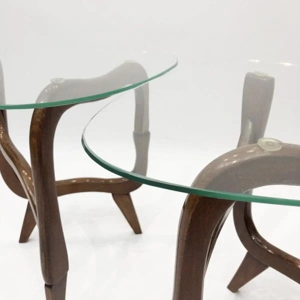 Midcentury Italian Polymorphic Teak And Glass Side Tables Circa 1950s - Image 7