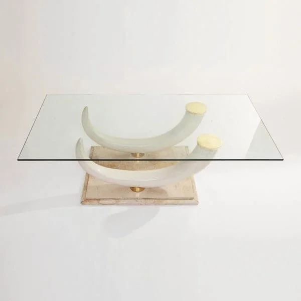 Maison Jansen For Ralph Pucci Collections Italy Faux Elephant Tusk Coffee Table - Image 4