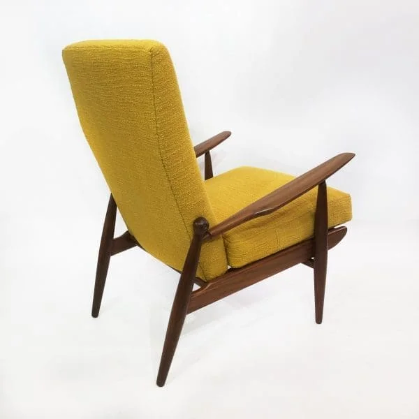 Scandart High Back Yellow Bouclé Armchair Midcentury Vintage Retro Sofa - Image 9