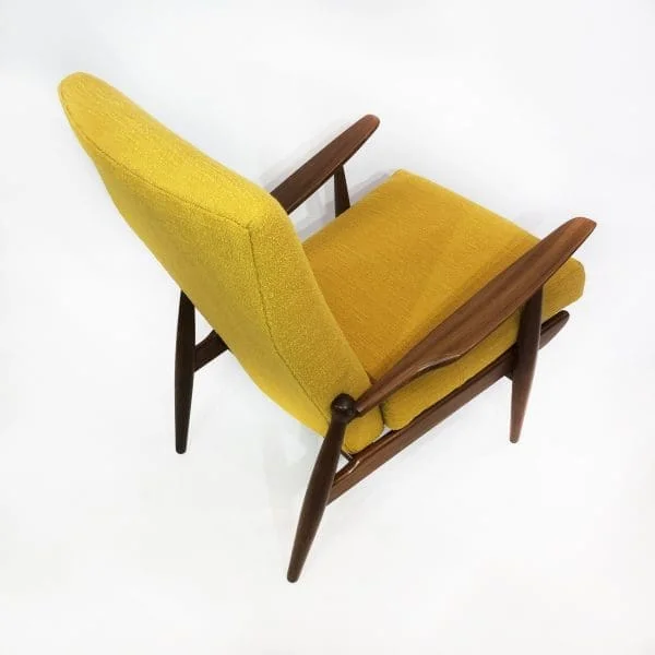 Scandart High Back Yellow Bouclé Armchair Midcentury Vintage Retro Sofa - Image 10