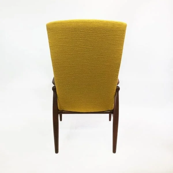 Scandart High Back Yellow Bouclé Armchair Midcentury Vintage Retro Sofa - Image 12