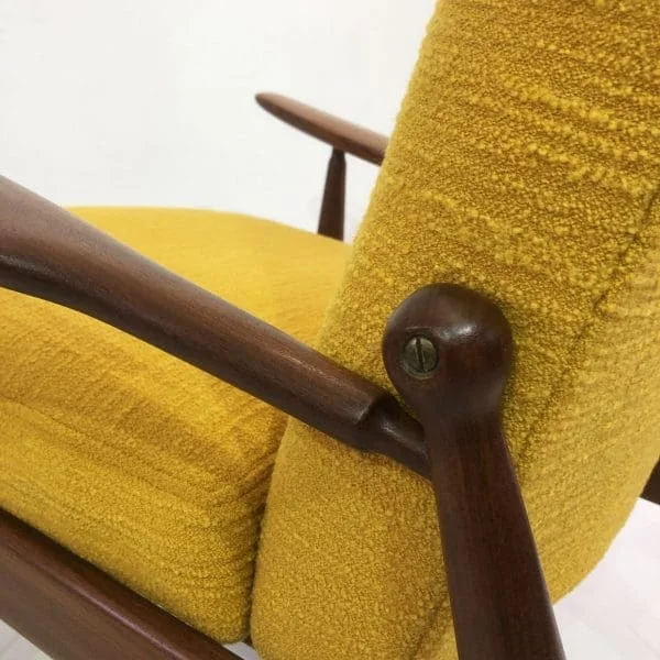 Scandart High Back Yellow Bouclé Armchair Midcentury Vintage Retro Sofa - Image 13