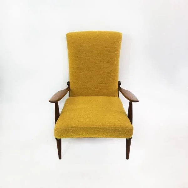 Scandart High Back Yellow Bouclé Armchair Midcentury Vintage Retro Sofa - Image 3