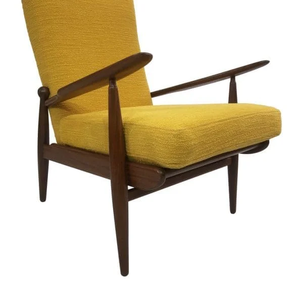 Scandart High Back Yellow Bouclé Armchair Midcentury Vintage Retro Sofa - Image 6