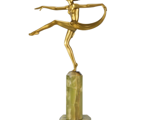 Art Deco Bronze Sculpture "Scarf Dancer" by Josef Lorenzl