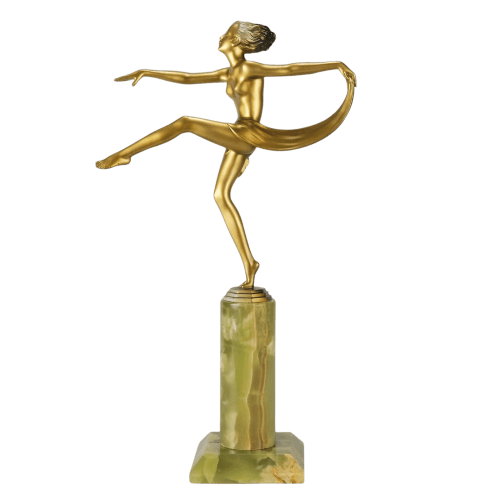 Art Deco Bronze Sculpture "Scarf Dancer" by Josef Lorenzl