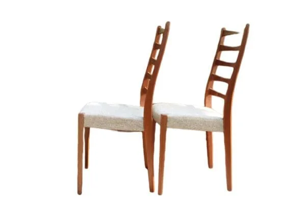 Set of Four Teak Ladder Back Swedish Dining Chairs by Svegards Markaryd