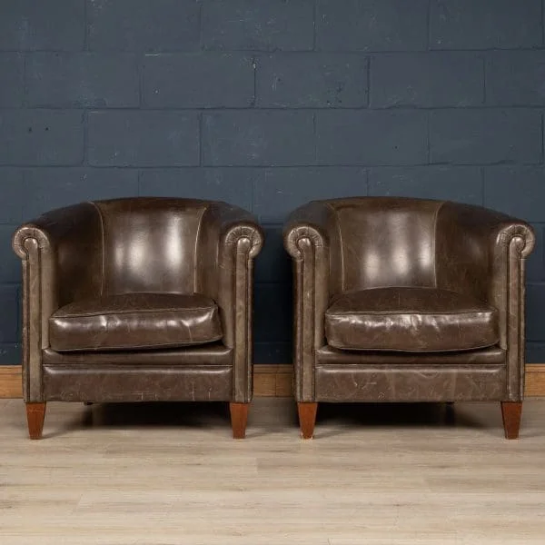 Pair of Sheepskin Leather Club Chairs, Holland, Late 20th Century - Image 3