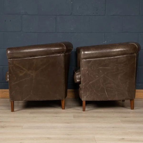 Pair of Sheepskin Leather Club Chairs, Holland, Late 20th Century - Image 4