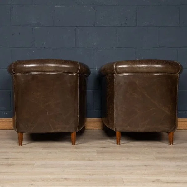 Pair of Sheepskin Leather Club Chairs, Holland, Late 20th Century - Image 5