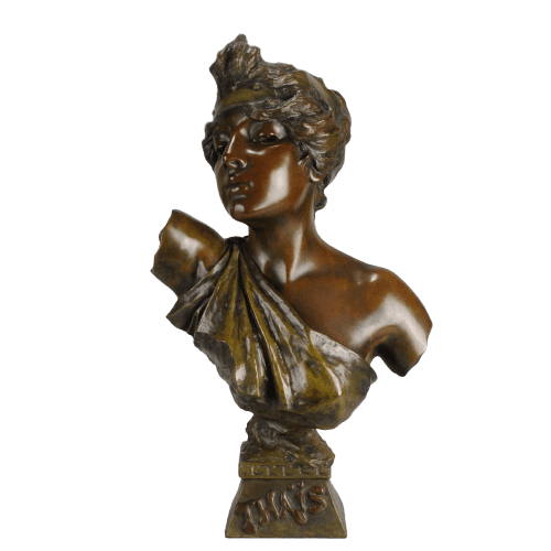Late 19th Century French Bronze Bust "THAÏS" by Emmanuel Villanis