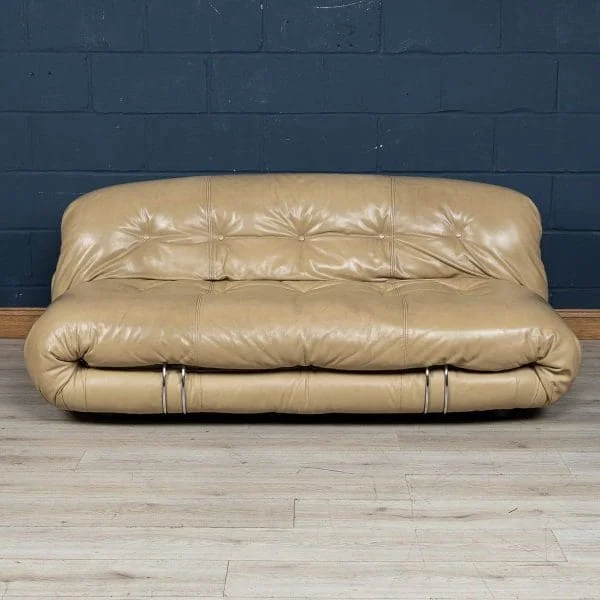 Late 20th Century Soriana Sofa in Beige Leather by Tobia Scarpa for Cassina Italy - Image 3