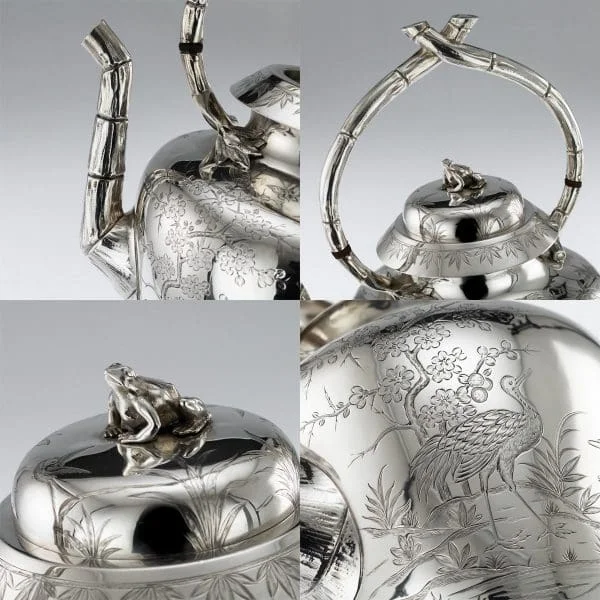 Victorian Aesthetic Movement Solid Silver Tea Service, London 1880 - Image 13