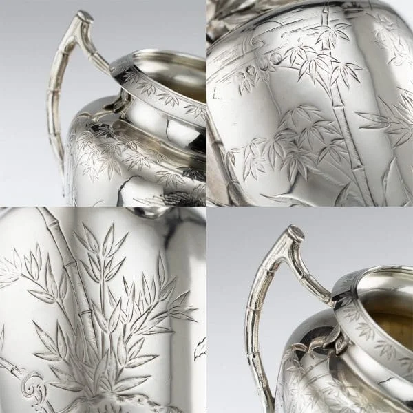 Victorian Aesthetic Movement Solid Silver Tea Service, London 1880 - Image 10