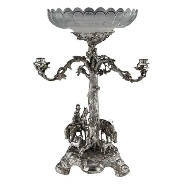 Victorian Solid Silver Epergne Candelabrum Centerpiece by Robert Hennell, London 1873 - Image 2