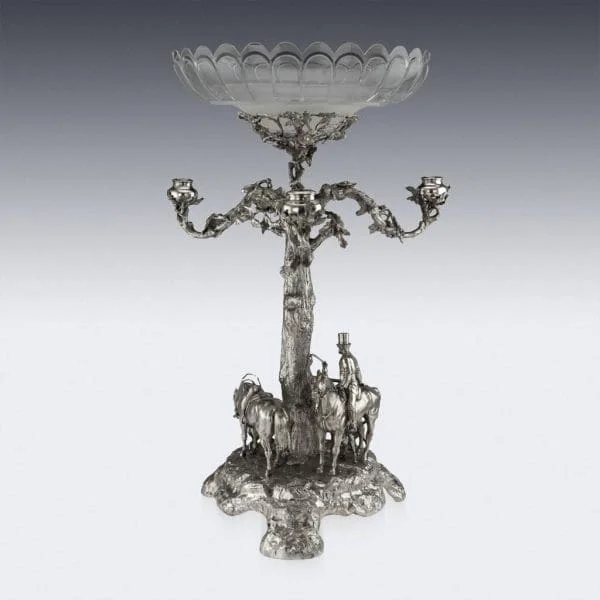 Victorian Solid Silver Epergne Candelabrum Centerpiece by Robert Hennell, London 1873 - Image 4