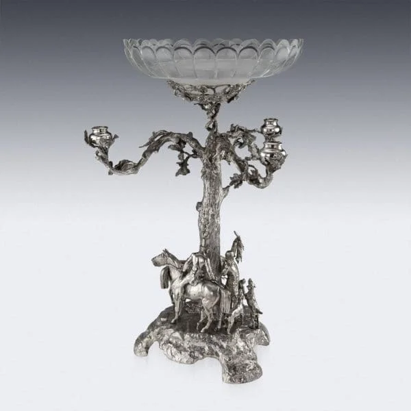 Victorian Solid Silver Epergne Candelabrum Centerpiece by Robert Hennell, London 1873 - Image 5