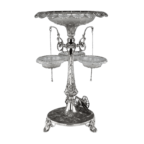 Victorian Solid Silver Royal Artillery Epergne Centrepiece, London 1874