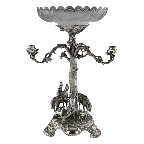 Victorian Solid Silver Epergne Candelabrum Centerpiece by Robert Hennell, London 1873