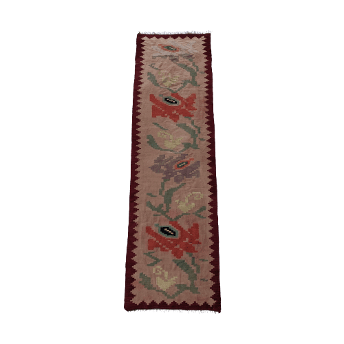 Greek Long Wool Roses Runner Circa 1960s