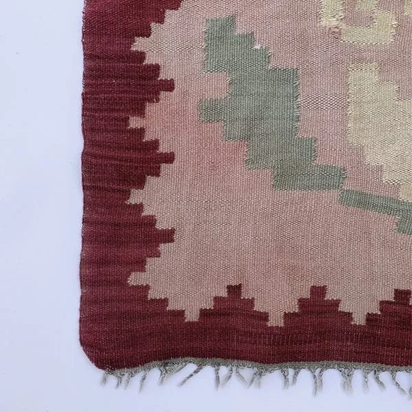 Midcentury Greek Long Wool Roses Runner Circa 1960s - Image 12