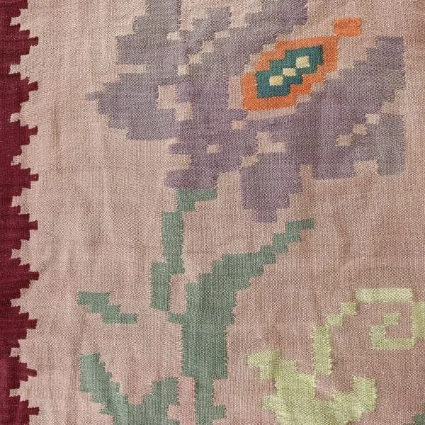 Midcentury Greek Long Wool Roses Runner Circa 1960s - Image 5