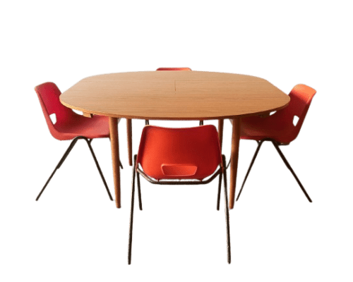 Mid-Century modern dining set by Schreiber Furniture and AB tubular Products