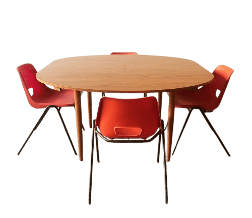 Mid-Century modern dining set by Schreiber Furniture and AB tubular Products