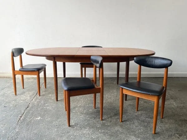 1960’s mid century G Plan dining table and 4 dining chairs by Schreiber