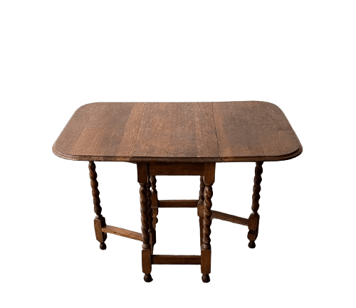 Late 19th century solid oak barley twist drop leaf table