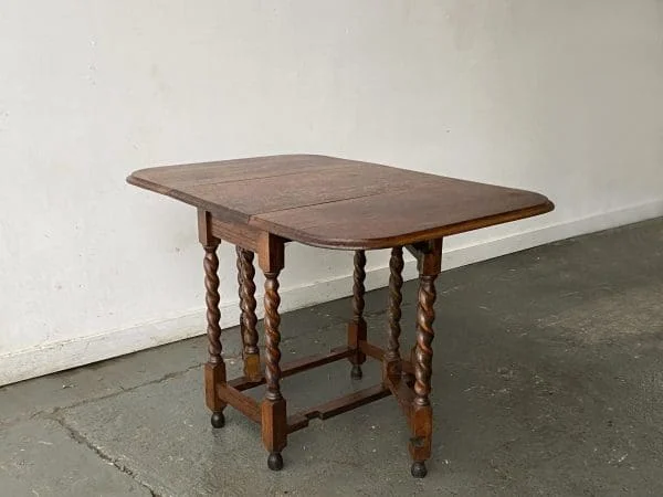 Late 19th century solid oak barley twist drop leaf table - Image 4